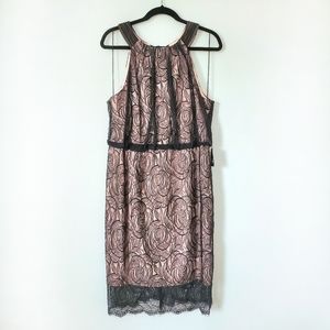 Adrianna Papell Black Floral Lace Dress